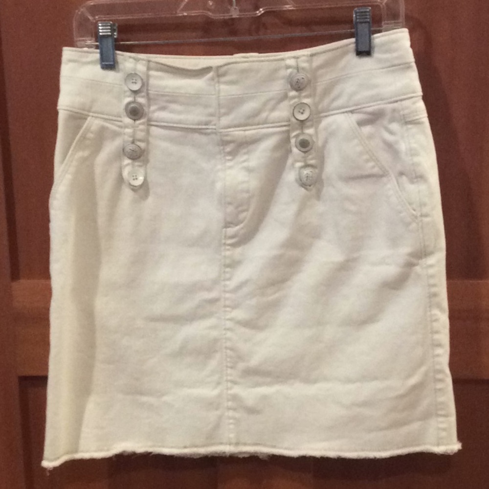 Anthropologie white denim skirt